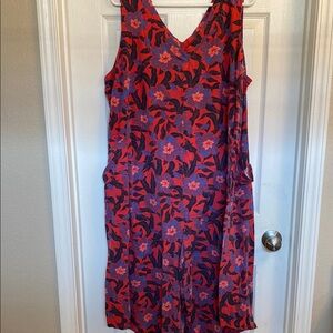 AnyBody Red and Blue Casual Sleeveless Jumpsuit